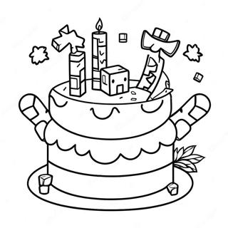 Minecraft Geburtstagstorte Ausmalbild | Minecraft Geburtstag Ausmalbild