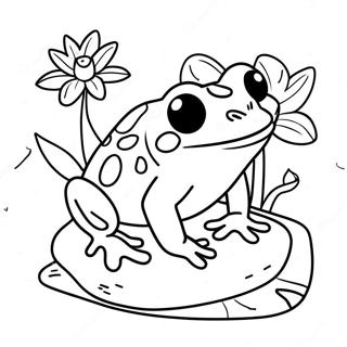 Süßer Frosch auf einem Seerosenblatt Ausmalbild | Seerosenblatt Ausmalbild