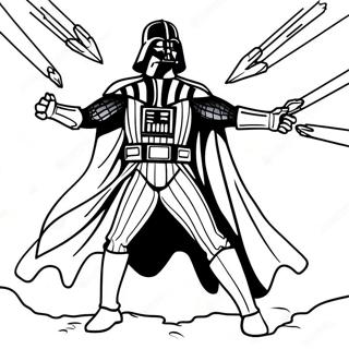 Darth Vader im Kampf Ausmalbild | Star Wars Logo Ausmalbild
