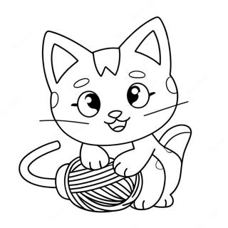 Niedliches Litten, das mit Garn spielt Ausmalbild | Litten Ausmalbild