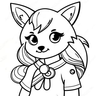 Abenteuerliches Fuchs Anime Mädchen Ausmalbild | Fuchs Anime Mädchen Ausmalbild