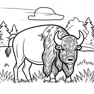Majestätischer Bison im Yellowstone Ausmalbild | Yellowstone Ausmalbild