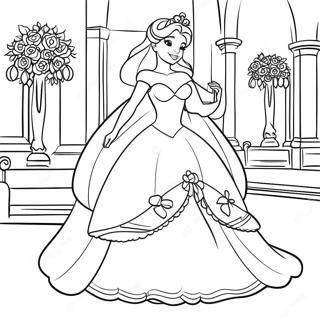 Elegantes Disney Prinzessinnen Hochzeitsausmalbild | Disney Hochzeit Ausmalbild
