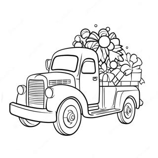 Festlicher Weihnachtslastwagen mit Geschenken Ausmalbild | Weihnachts Lkw Ausmalbild