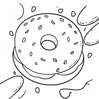 Leckerer Bagel mit Frischkäse Ausmalbild | Bagel Ausmalbild