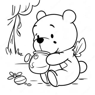Winnie Puuh mit Honigtopf Ausmalbild | Winnie Puuh Honigtopf Ausmalbild