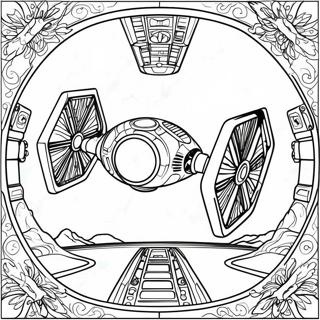 Detailliertes Tie Fighter Weltraumschlacht Ausmalbild | Tie Fighter Ausmalbild