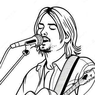 Kurt Cobain singend Ausmalbild | Nirvana Ausmalbild
