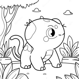 Niedlicher Bulbasaur im Garten Ausmalbild | Bisasam Ausmalbild