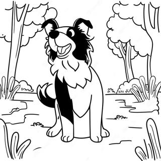 Verspielter Border Collie im Park Ausmalbild | Border Collie Ausmalbild