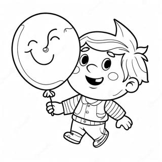Glücklicher Sohn mit einem Ballon Ausmalbild | Sohn Ausmalbild