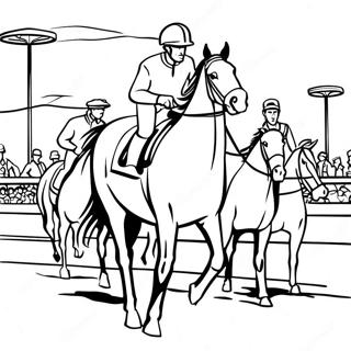 Derby-Pferderennszene Ausmalbild | Derby Ausmalbild