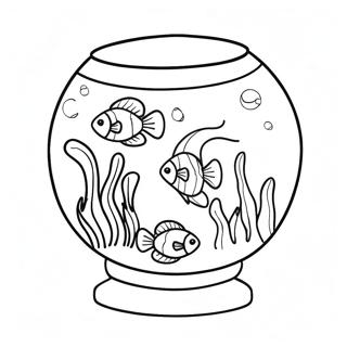 Fischglas mit bunten Fischen Ausmalbild | Fischschüssel Ausmalbild