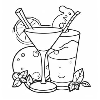 Bunte Cocktails Ausmalbild | Alkohol Ausmalbild