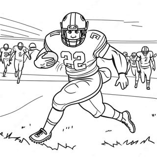Nick Chubb läuft mit einem Fußball Ausmalbild | Nick Chubb Ausmalbild
