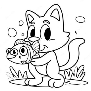 Big der Katze mit Fisch Ausmalbild | Big der Katze Sonic Ausmalbild