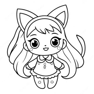 Niedliche Miku mit Katzenohren Ausmalbild | Miku Ausmalbild