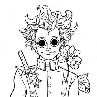 Edward mit den Scherenhänden und Blumen Ausmalbild | Edward mit den Scherenhänden Ausmalbild