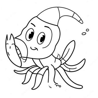 Niedlicher Cartoon Shrimp Ausmalbild | Garnelen Ausmalbild