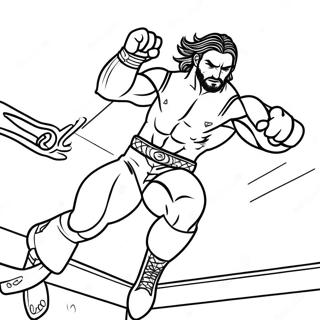 Seth Rollins Hochfliegende Action Ausmalbild | Seth Rollins WWE Ausmalbild