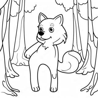 Roxanne Wolf in einem Spooky Wald Ausmalbild | Roxanne Wolf Ausmalbild