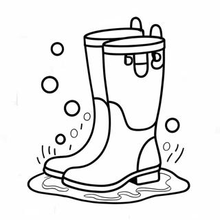 Bunte Regenschuhe in der Pfütze Ausmalbild | Regenschuhe Ausmalbild