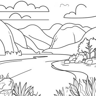 Bunte Missouri-Flusslandschaft Ausmalbild | Missouri Ausmalbild