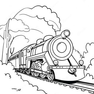 Mächtiger Express Zugabenteuer Ausmalbild | Mächtiger Express Ausmalbild