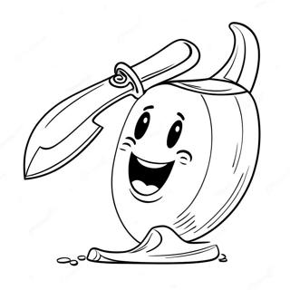 Cartoon-Messer mit Smiley-Gesicht Ausmalbild | Messer Ausmalbild