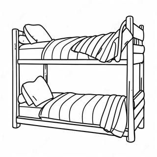 Gemütliches Etagenbett mit Decken Ausmalbild | Etagenbett Ausmalbild