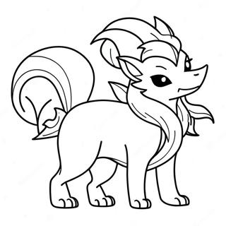Ninetales mit feurigem Schwanz Ausmalbild | Neun Schwänze Ausmalbild