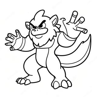 Feuriger Infernape Kampf Ausmalbild | Infernape Ausmalbild