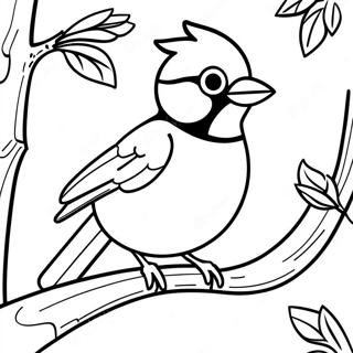 Bunter Blaustirniger Jay im Baum Ausmalbild | Blaustirn Ausmalbild