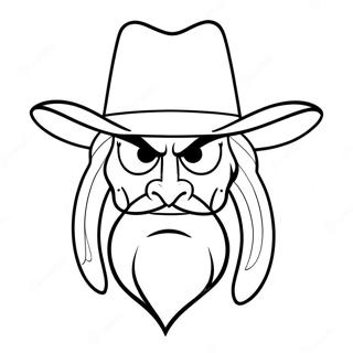 Yosemite Sam auf Malvorlage mit Cowboyhut | Yosemite Sam Ausmalbild