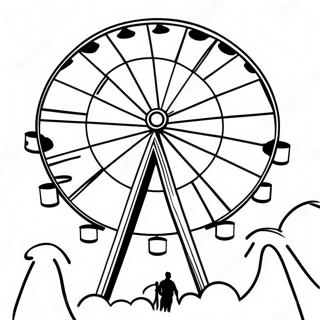 Buntes Riesenrad auf dem Jahrmarkt Malvorlage | Riesenrad Ausmalbild