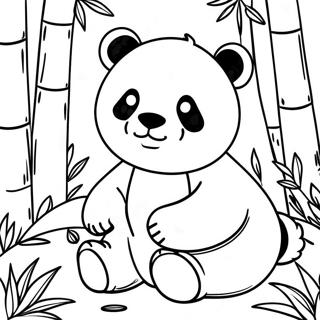Süßer Panda zwischen Bambus Malvorlage | Bambus Ausmalbild