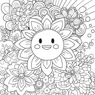 Takashi Murakami Blumen Ausmalbild | Takashi Murakami Ausmalbild