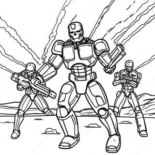 Futuristisches Terminator Kampf Ausmalbild | Terminator Ausmalbild