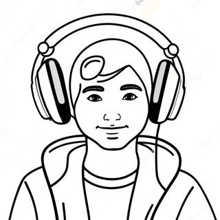 Cooler DJ mit Kopfhörern Ausmalbild | DJ Ausmalbild