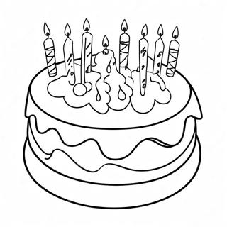 Bunte Ausmalbild von einem 4. Geburtstagstorte | 4. Geburtstag Ausmalbild