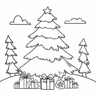 Ländlicher Weihnachtsbaum Ausmalbild | Landweihnachten Ausmalbild