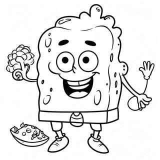 SpongeBob mit Truthahn Ausmalbild | SpongeBob Erntedankfest Ausmalbild