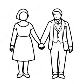 Paar, das sich die Hände hält Ausmalbild | Romantik Ausmalbild