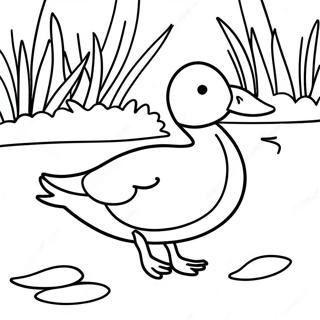 Buntes Ausmalbild einer Stockente im Teich | Stockente Ausmalbild