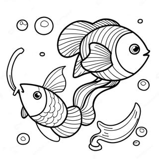 Ausmalbild von Goldfisch-Schwimmschule | Goldfisch Schwimmschule Ausmalbild