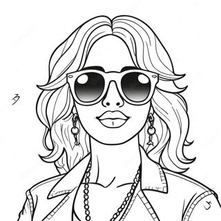 Cooler Baddie mit Sonnenbrille Ausmalbild | Baddie Ausmalbild