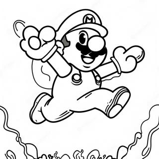 Feuer Mario springt über Feinde Ausmalbild | Feuer Mario Ausmalbild
