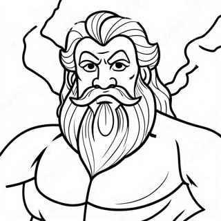 Mächtiger Zeus mit Blitz Ausmalbild | Zeus Ausmalbild