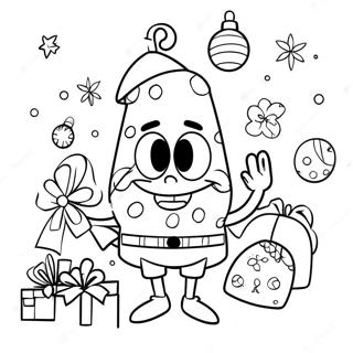 Weihnachts-SpongeBob Ausmalbild | Weihnachts-SpongeBob Ausmalbild