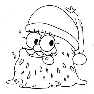 Festlicher SpongeBob mit Weihnachtsmann-Hut Ausmalbild | Weihnachts-SpongeBob Ausmalbild